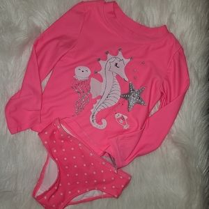 Carter's seahorse pink 2 pc swimsuit sz 2t nwt